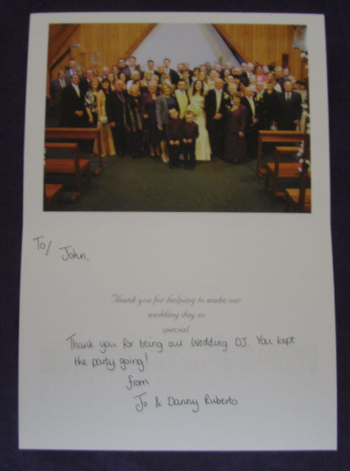 Wedding DJ Dartford Thank You Card 02