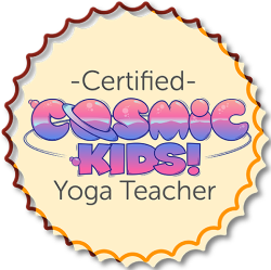 Certified Cosmic Kids yoga teacher 250px